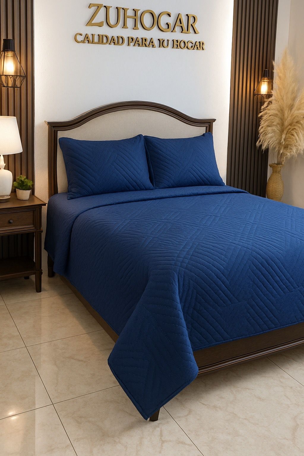 Tendido unifaz color azul de fondo entero con estilo moderno y relajante. Ideal para crear ambientes acogedores y llenos de tranquilidad en el dormitorio.